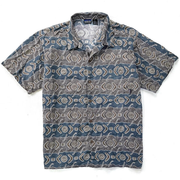 1999 Patagonia Mens A/C Print Shirt, Boomerang: Khaki (L/XL)