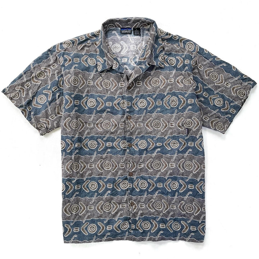 1999 Patagonia Mens A/C Print Shirt, Boomerang: Khaki (L/XL)