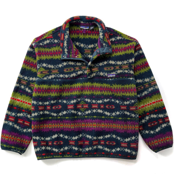1994 Patagonia Printed Synchilla Snap-T, Sacajawea: Carbon (L)