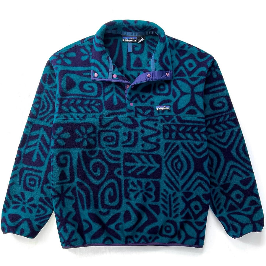 1995 Patagonia Printed Synchilla Snap-T, Island Block: Dark Teal (M)
