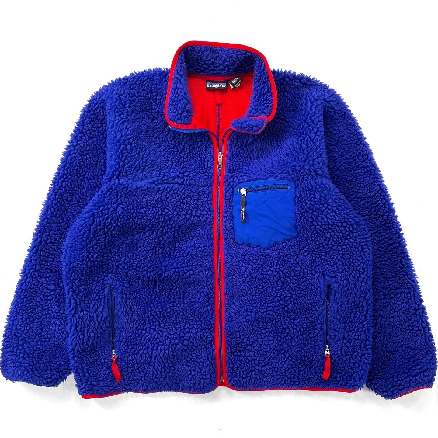 2000 Patagonia “Deep Pile” Classic Retro Cardigan, New Cobalt & Fire (XXL)