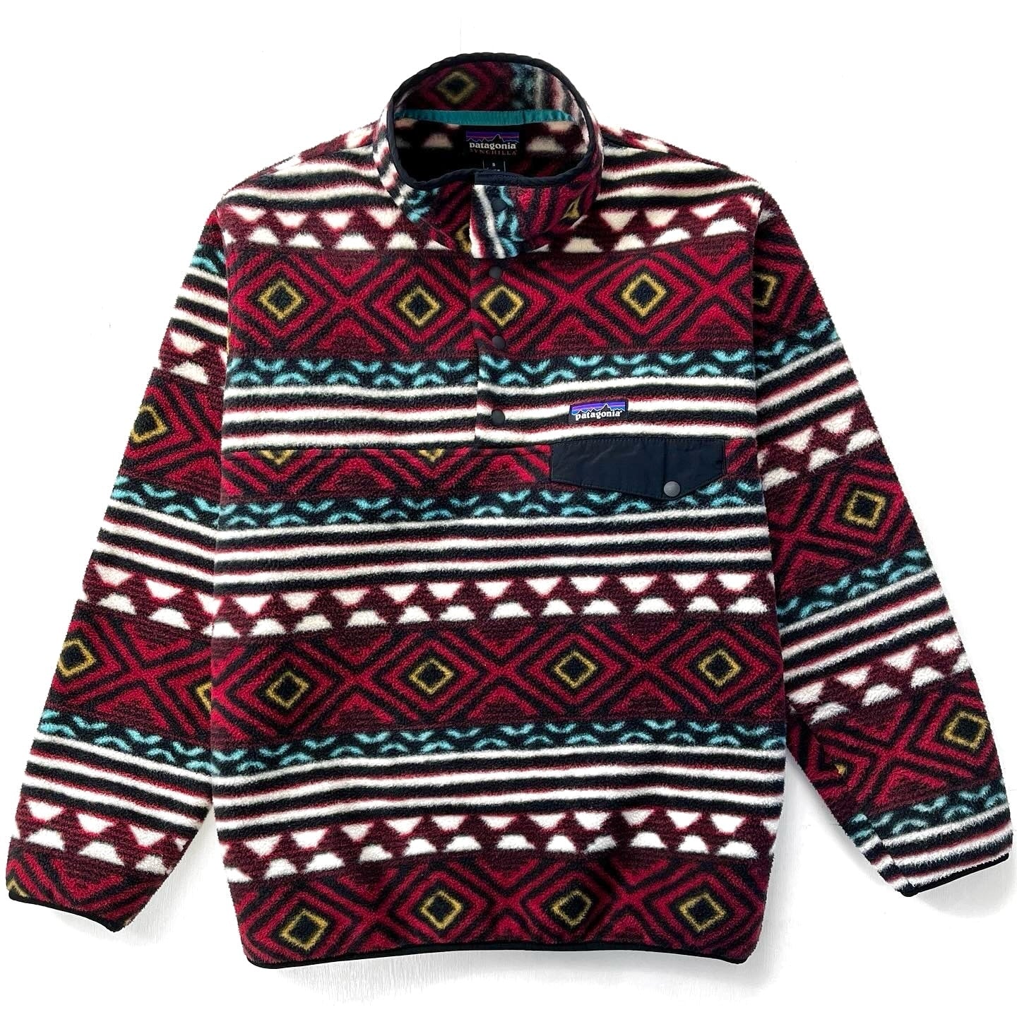 2016 Patagonia Printed Synchilla Snap-T, Saltillo: Cinder Red (S)