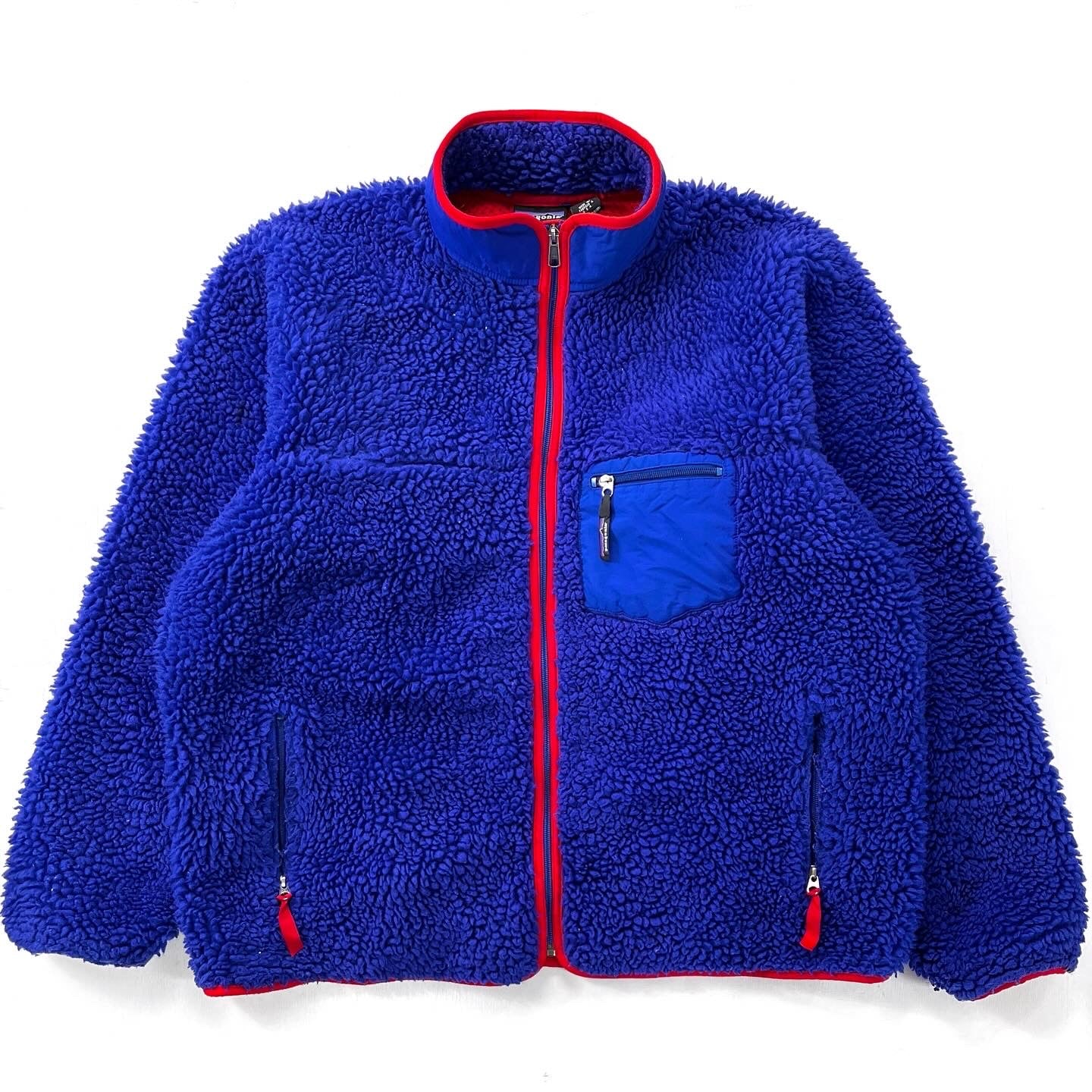 2000 Patagonia “Deep Pile” Classic Retro Cardigan, New Cobalt & Fire (XXL)
