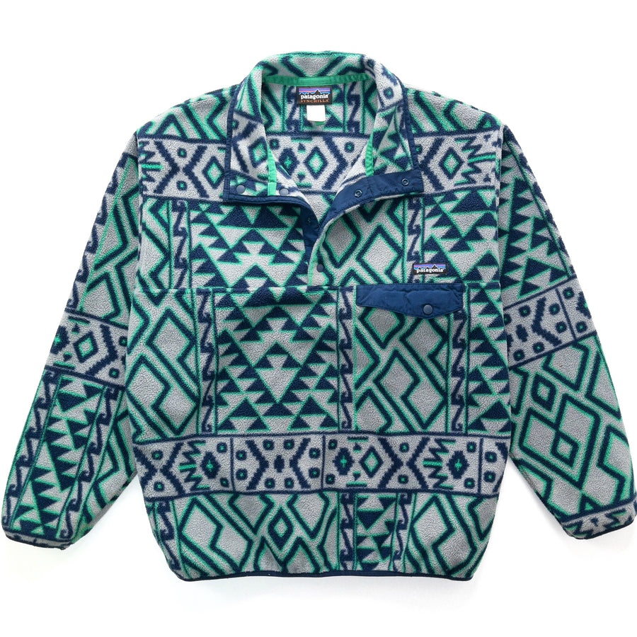 2014 Patagonia Printed Synchilla Snap-T, Montana Siete: Feather Grey (M/L)
