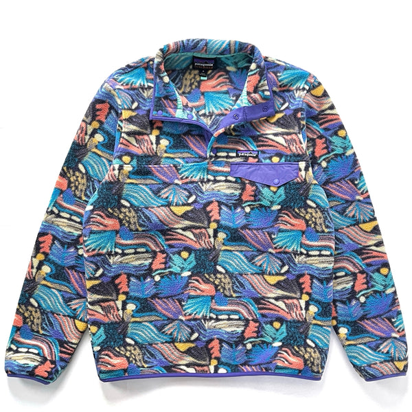 2023 Patagonia Womens Printed Synchilla Snap-T, Joy: Pitch Blue (M)