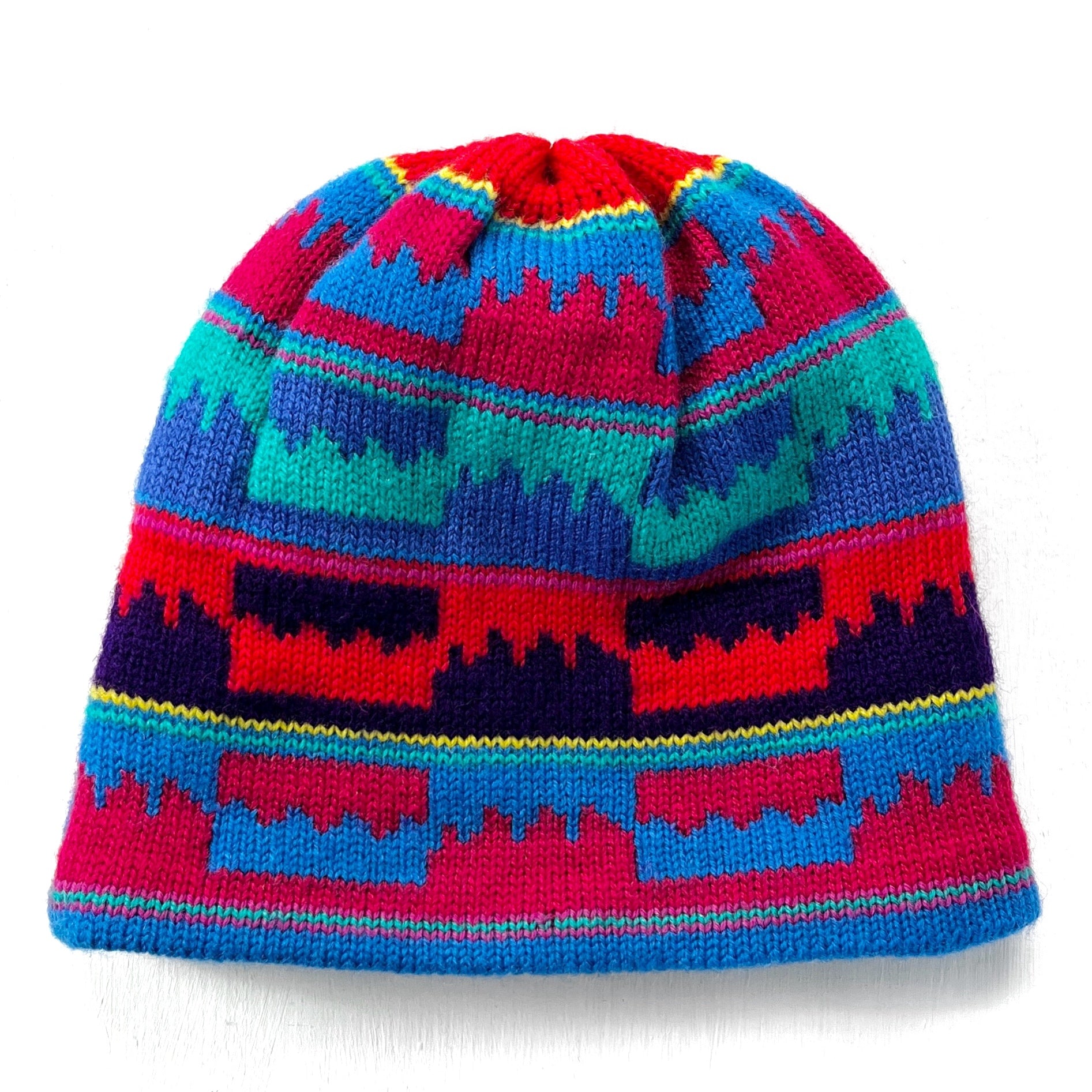 1988 Patagonia Capilene Wool Hat, Skyline: Purple & French Red (OS)