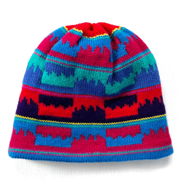 1988 Patagonia Capilene Wool Hat, Skyline: Purple & French Red (OS)