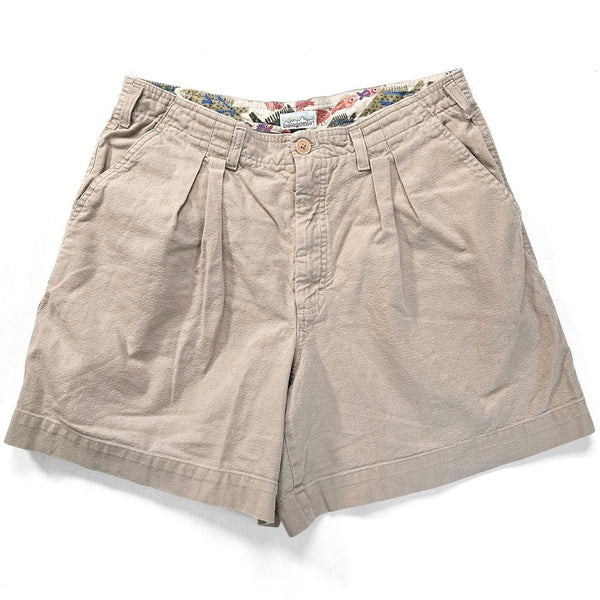 1991 Patagonia Mens 7” Pleated Cotton Field Shorts, Khaki (32/33)