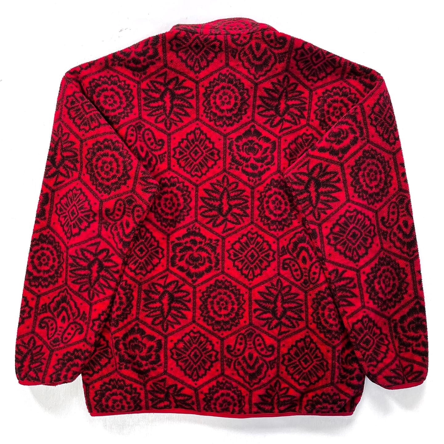 1995 Patagonia Printed Synchilla Snap-T, Nepali Hexagon: Chili (XL)