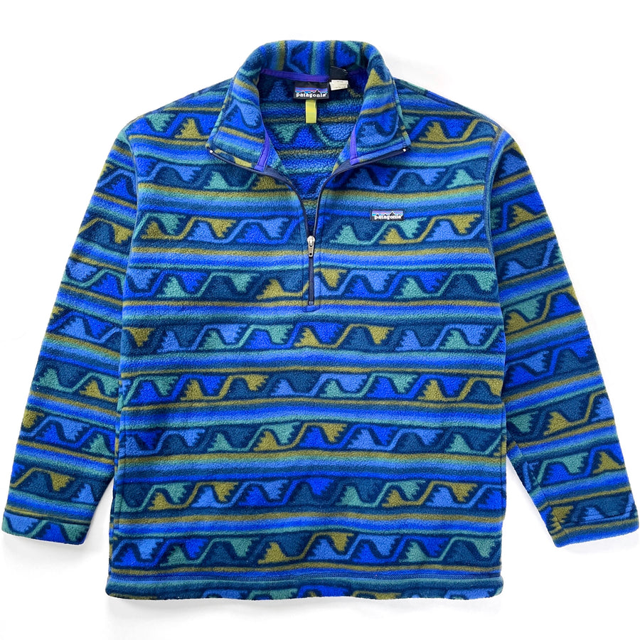 1999 Patagonia Made In The U.S.A. Printed Half-Zip Synchilla Sweater, Delta (M)