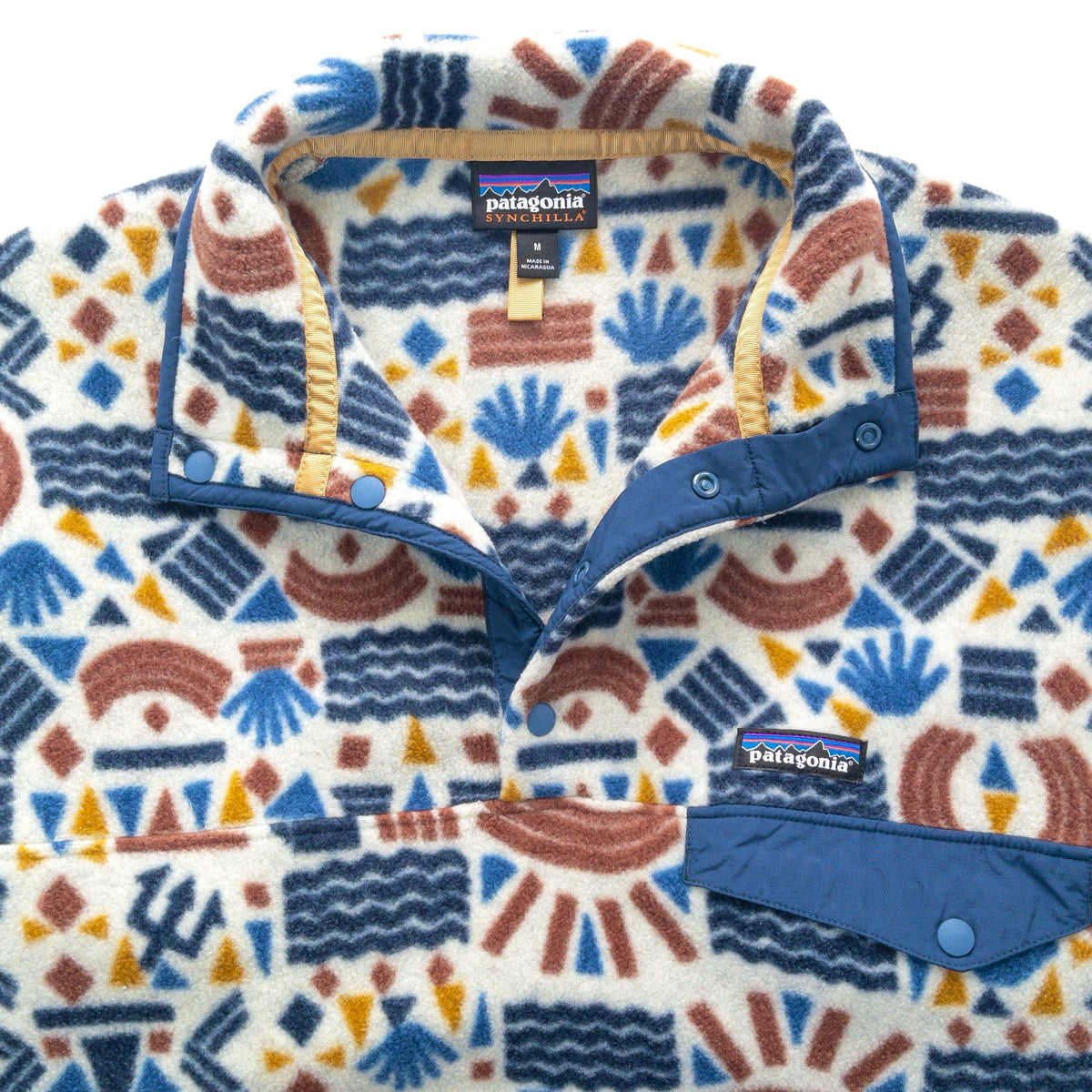 2019 Patagonia Printed Synchilla Snap-T, Protected Peaks: Multi (M/L)