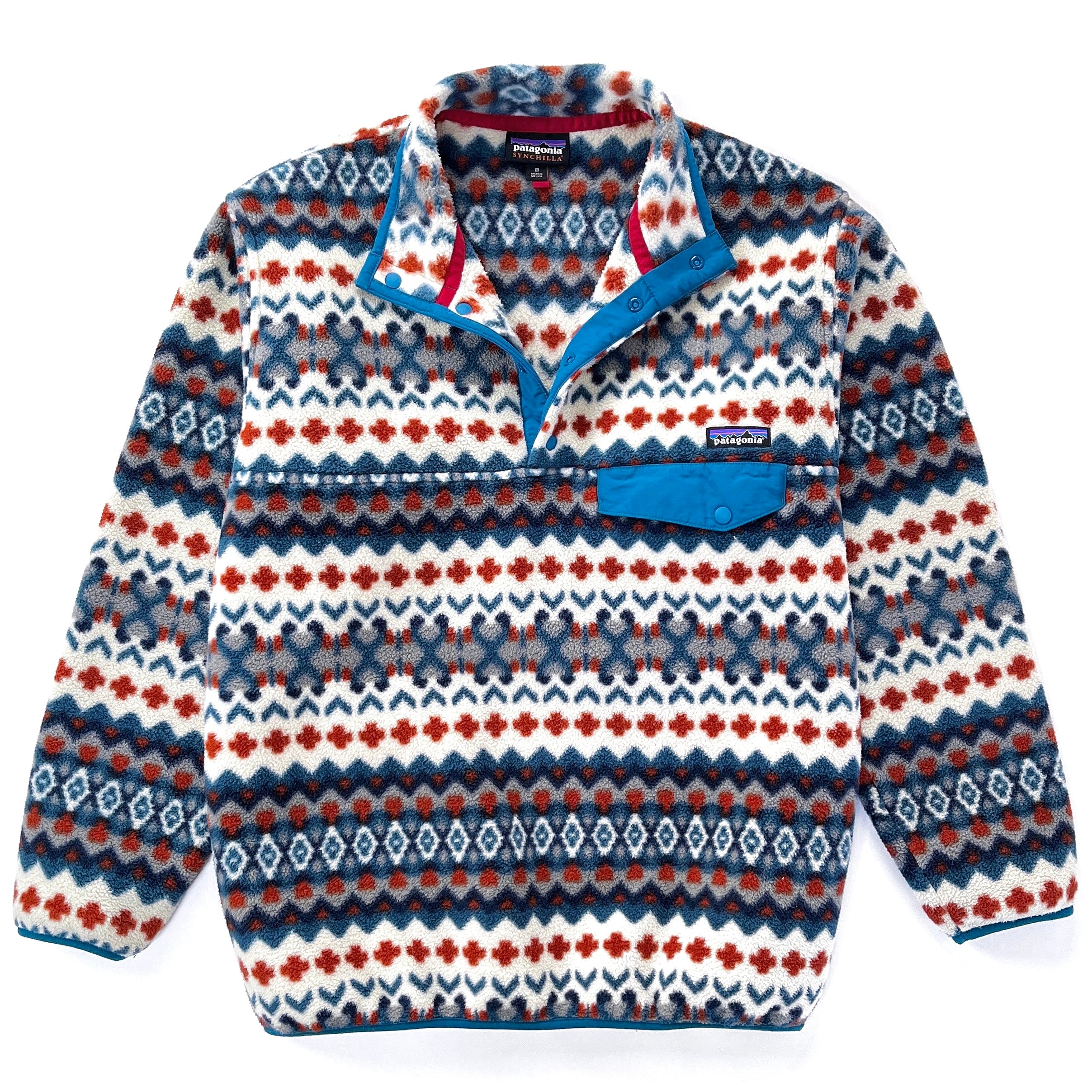 2015 Patagonia Printed Synchilla Snap-T Pullover, Cliff: Underwater Blue (M)