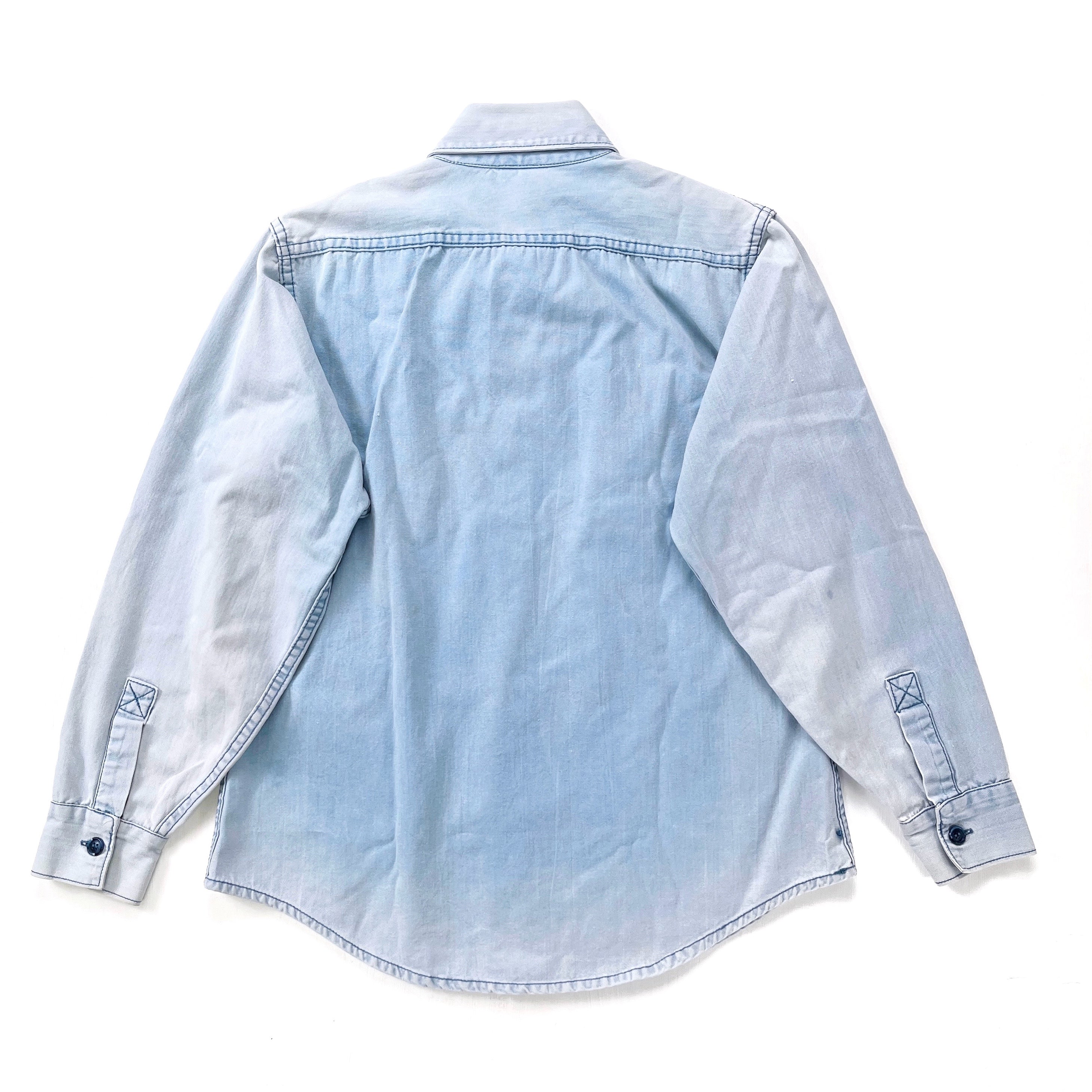 1970s Patagonia “Big Label” Cotton Canvas Shirt, Light Blue (M)
