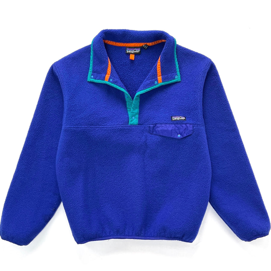 Patagonia (Vintage) — 1991 Patagonia Made In The U.S.A. Synchilla Snap-T, Cobalt / Emerald (M)