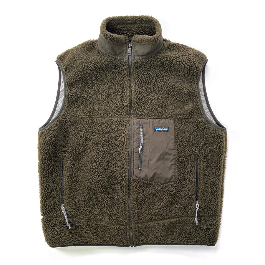 2001 Patagonia Made In The U.S.A. Retro-X Fleece Vest, Brown Olive (XXL)