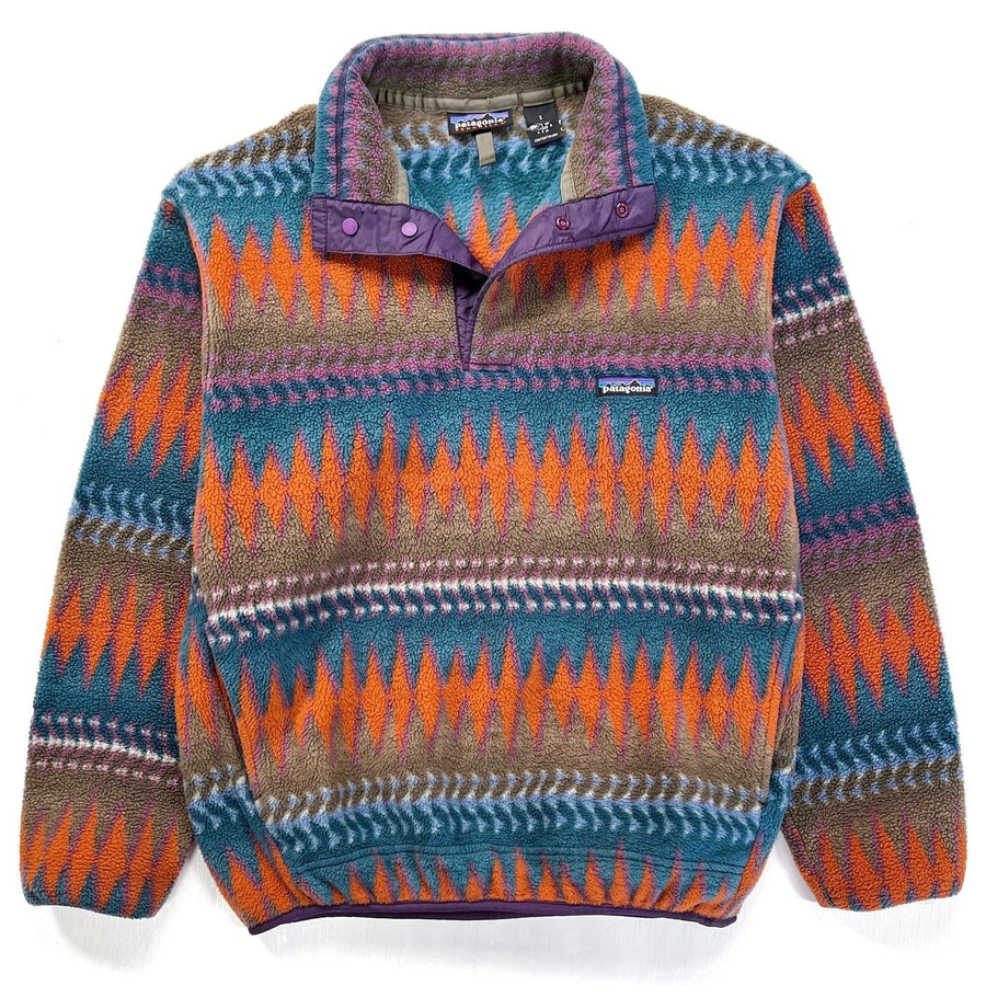1996 Patagonia Printed Synchilla Snap-T, Minnehaha: Fir Green (S)