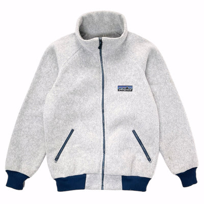 Patagonia (Vintage) — 1980 Patagonia “Big Label” Bunting Full-Zip Fleece Jacket, Grey / Navy (S/M)