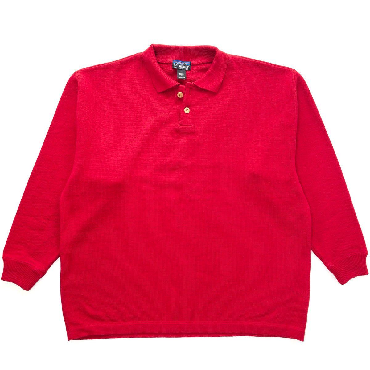 1995 Patagonia Made In The U.S.A. Collared Organic Cotton Sweater, Red (XL)