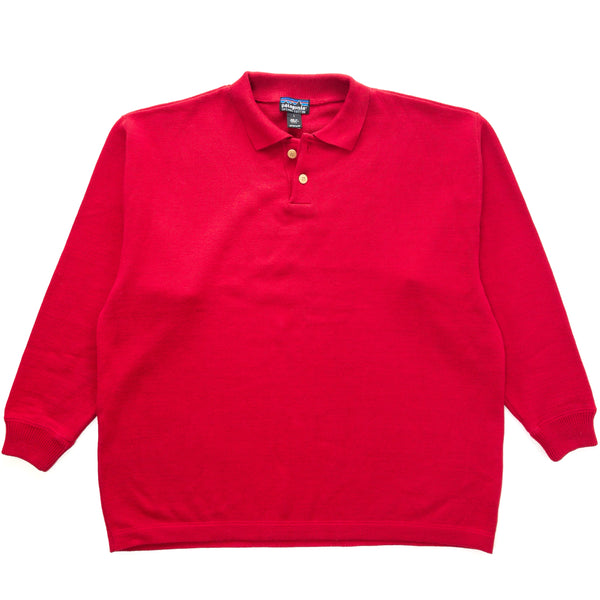 1995 Patagonia Made In The U.S.A. Collared Organic Cotton Sweater, Red (XL)