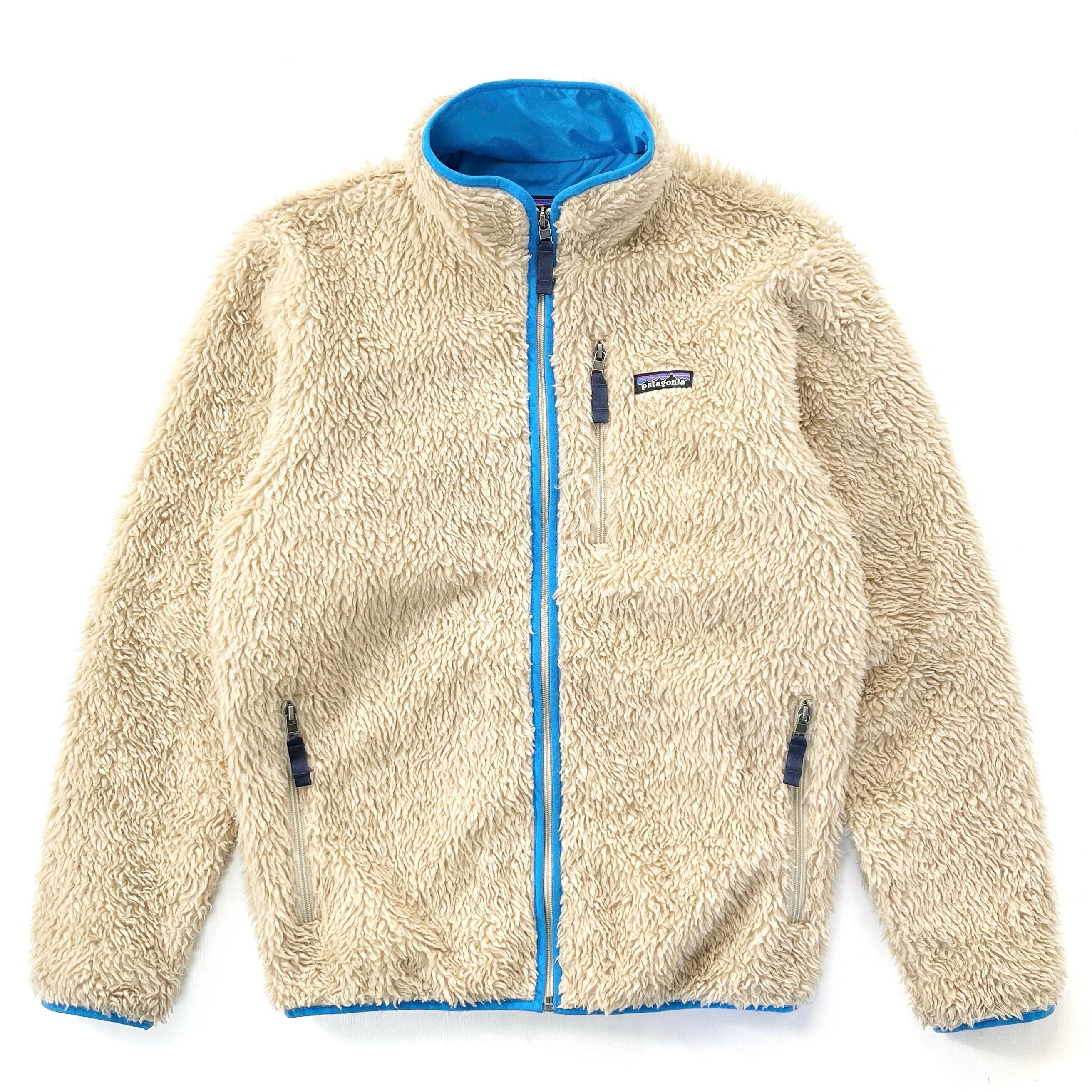 2012 Patagonia Classic Retro-X Deep Pile Cardigan, Light Tan & Blue (M)