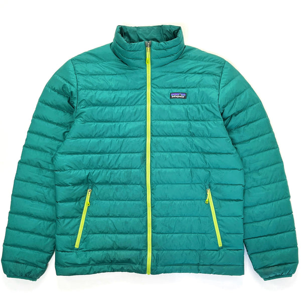 2015 Patagonia Recycled Polyester Down Jacket, Jade Green / Neon Green (L)