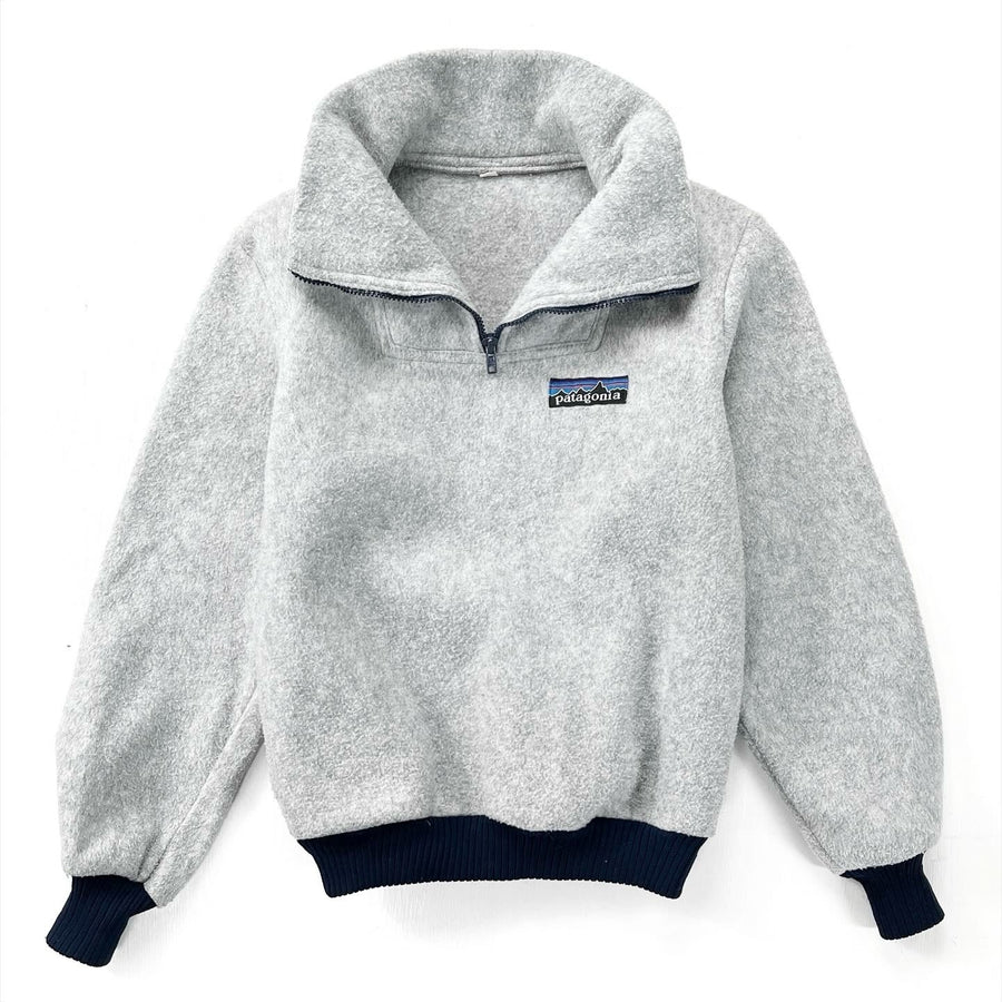 1982 Patagonia Bunting Half-Zip Fleece Sweater, Grey & Navy (XS)