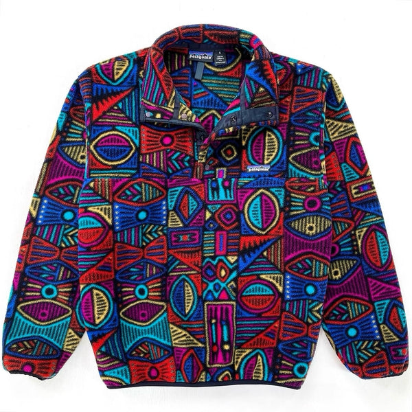 1995 Patagonia Printed Synchilla Snap-T Pullover, Aboriginal: Black (S)