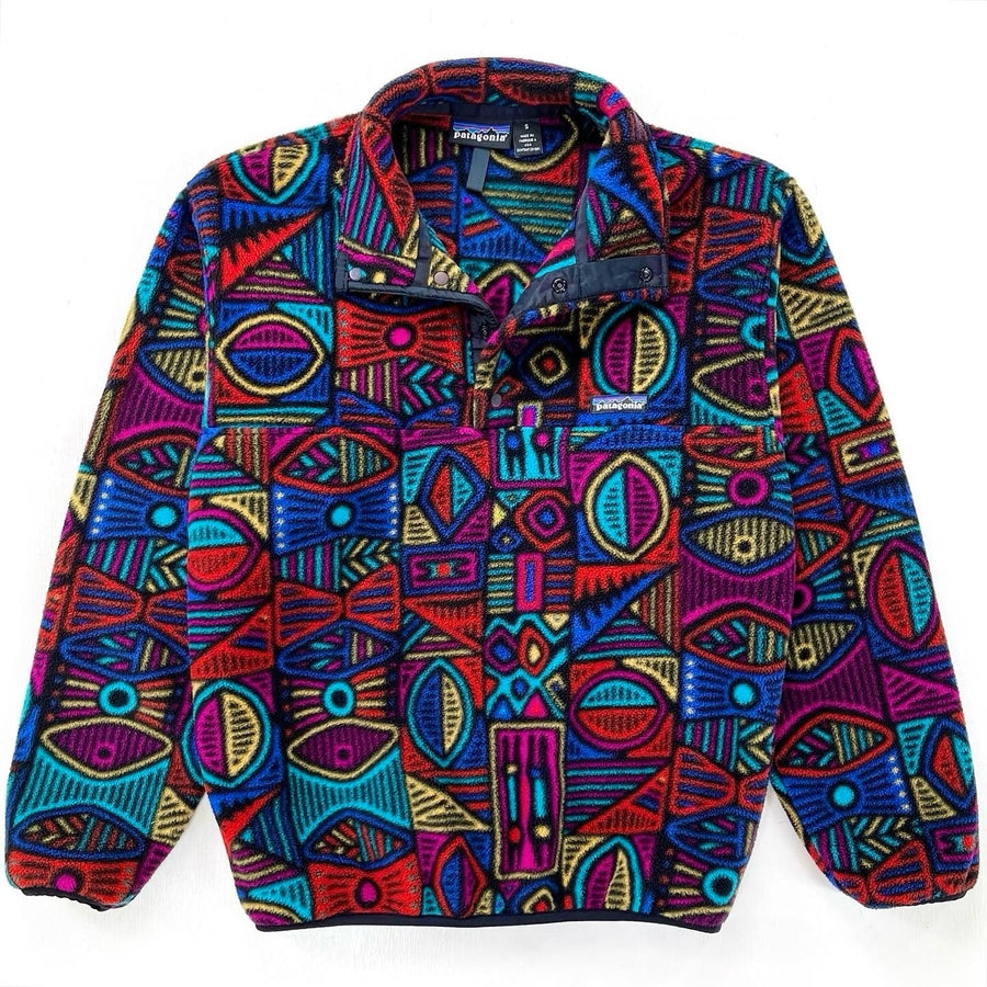 1995 Patagonia Printed Synchilla Snap-T Pullover, Aboriginal: Black (S)