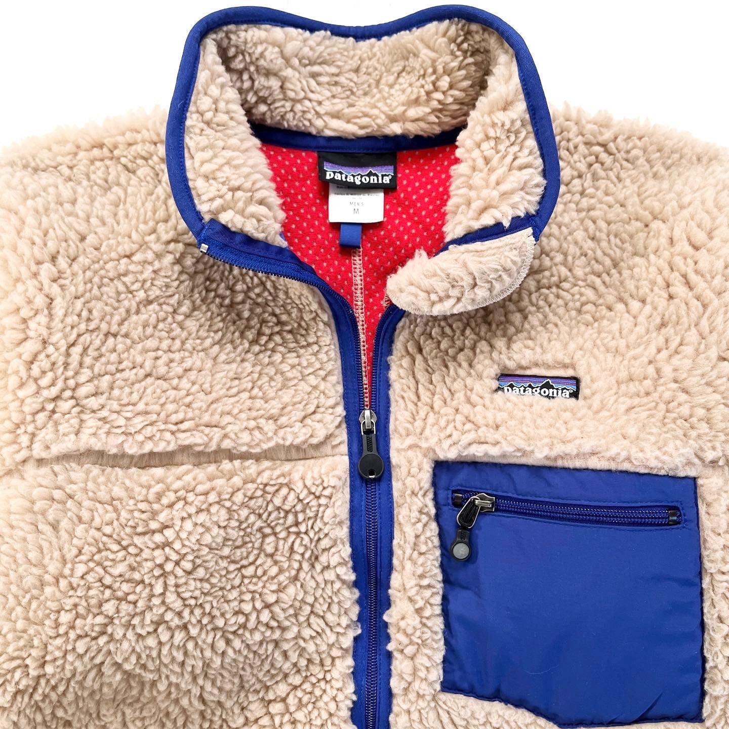 2004 Patagonia “Deep Pile” Classic Retro Cardigan, Natural & Fire (M)