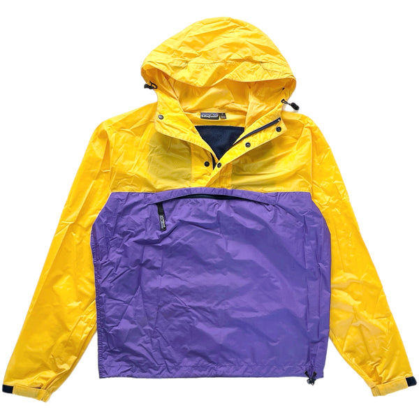 Patagonia (Vintage) — 1985 Patagonia Nylon Featherweight Hooded Pullover, Yellow / Purple (S/M)