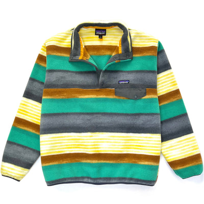 2016 Patagonia Printed Synchilla Snap-T, Painted Fitz Stripe: Forge Grey (L/XL)