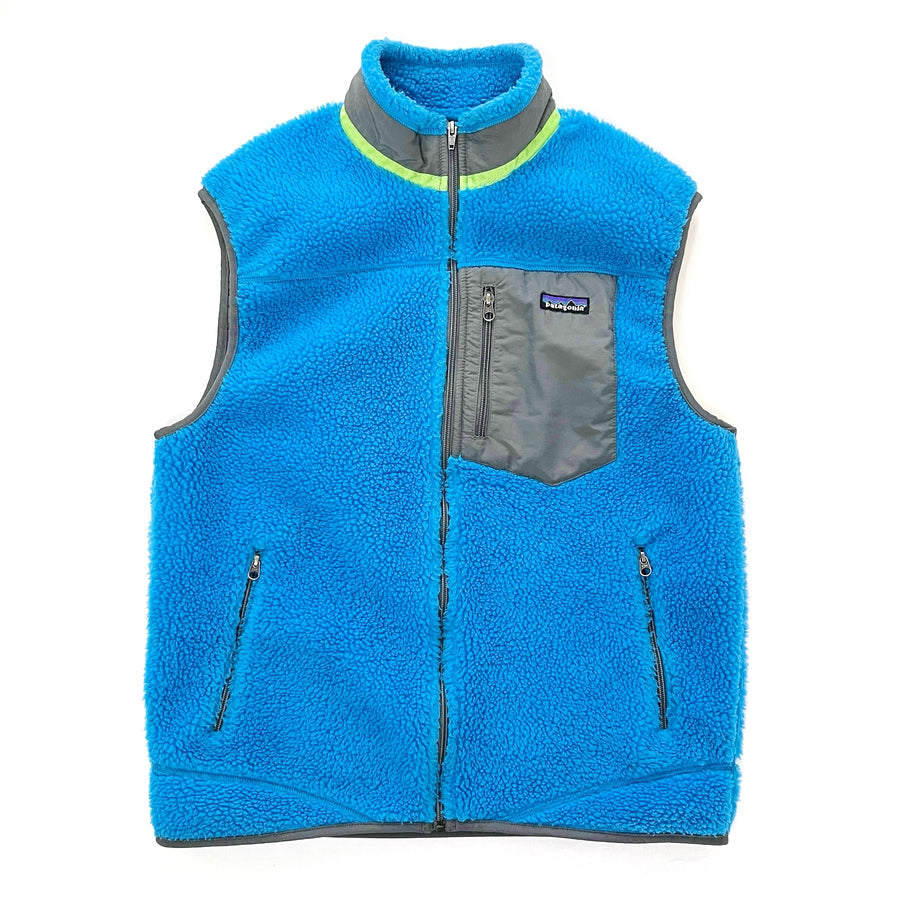 2011 Patagonia Classic Retro-X Fleece Vest, Electric Blue & Neon Green (L)