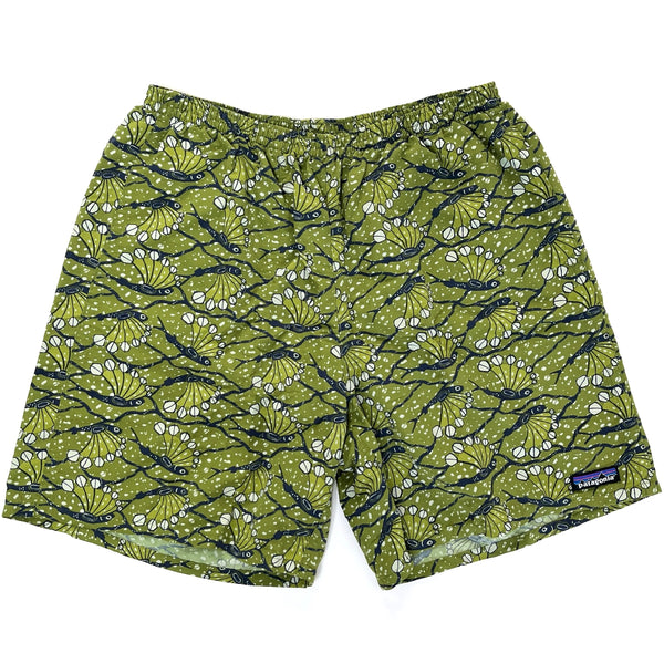 2018 Patagonia Mens 7” Printed Nylon Baggies Shorts, Hexy Fish: Green (M)