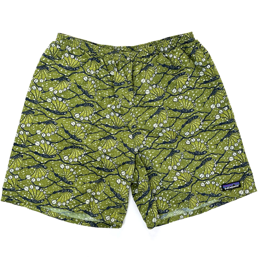 2018 Patagonia Mens 7” Printed Nylon Baggies Shorts, Hexy Fish: Green (M)