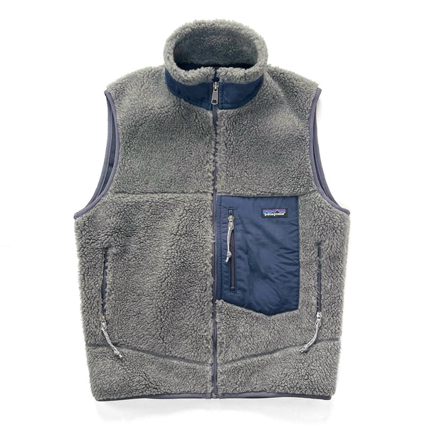 2002 Patagonia Made In Canada Classic Retro-X Fleece Vest, Charcoal / Navy (S)
