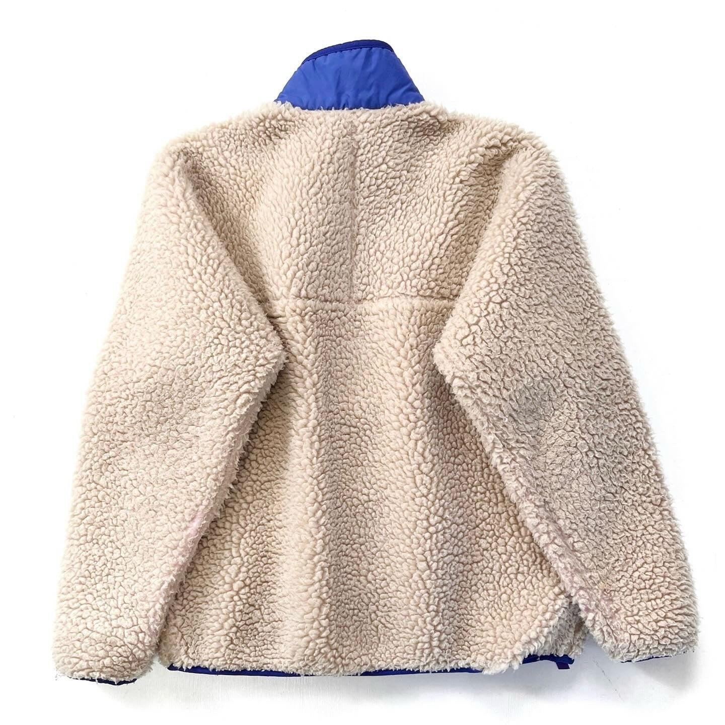 1989 Patagonia Made In The U.S.A. Retro Pile Cardigan, Natural & French Red (M/L)