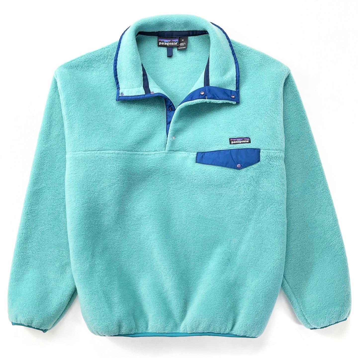 1993 Patagonia Synchilla Snap-T, Sea Green & Ink Blue (M)