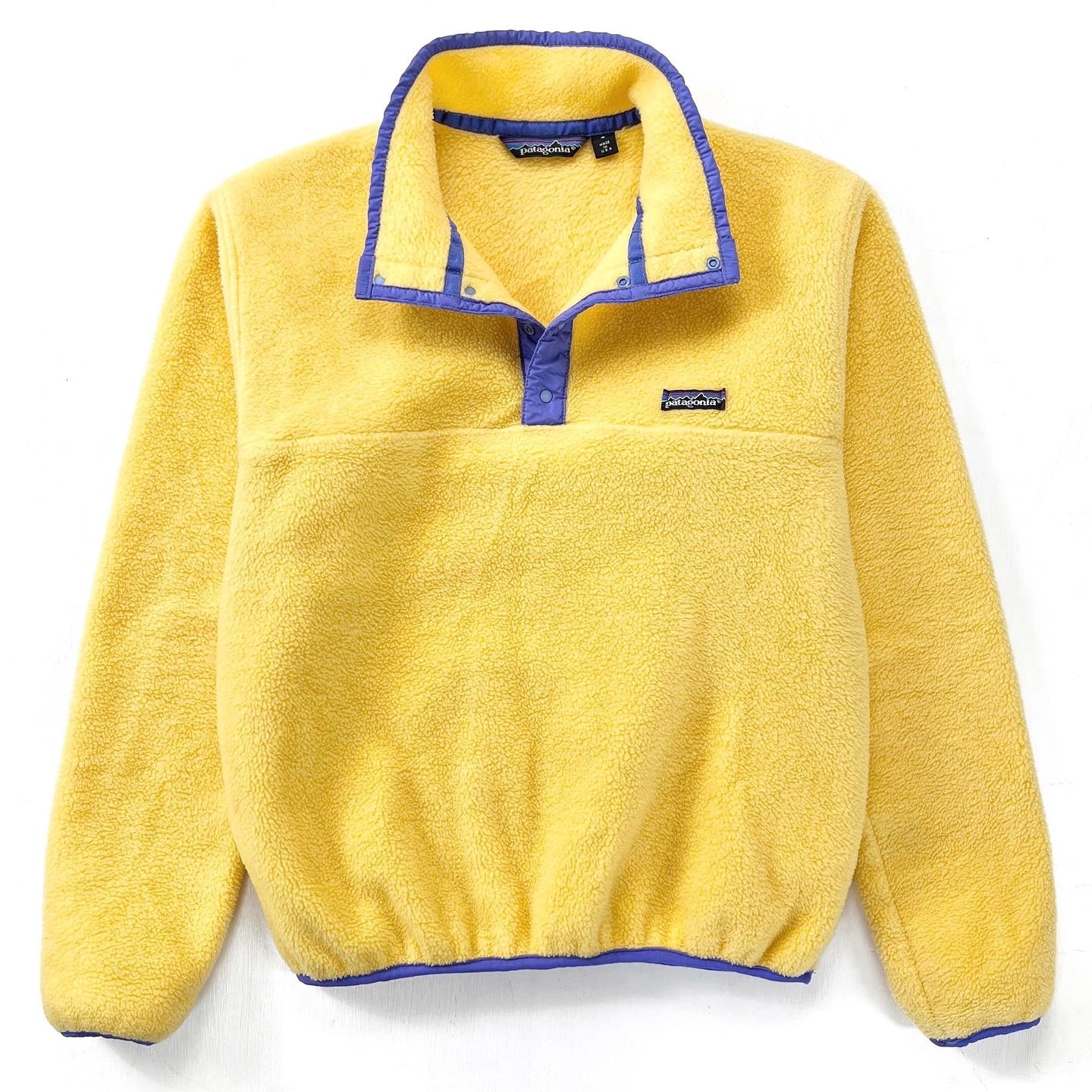 1989 Patagonia Made In The U.S.A. Synchilla Snap T-Neck, Yellow (S)