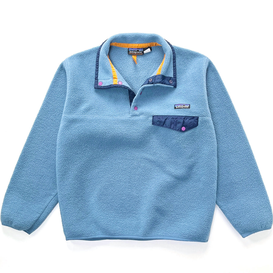 2000 Patagonia Synchilla Snap-T Fleece Pullover, Dusty Blue / Gold / Navy (S)
