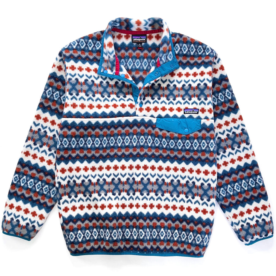 2015 Patagonia Printed Synchilla Snap-T Pullover, Cliff: Underwater Blue (M)