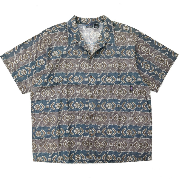 1999 Patagonia Mens A/C Cotton Print Shirt, Boomerang: Vintage Khaki (XXL)