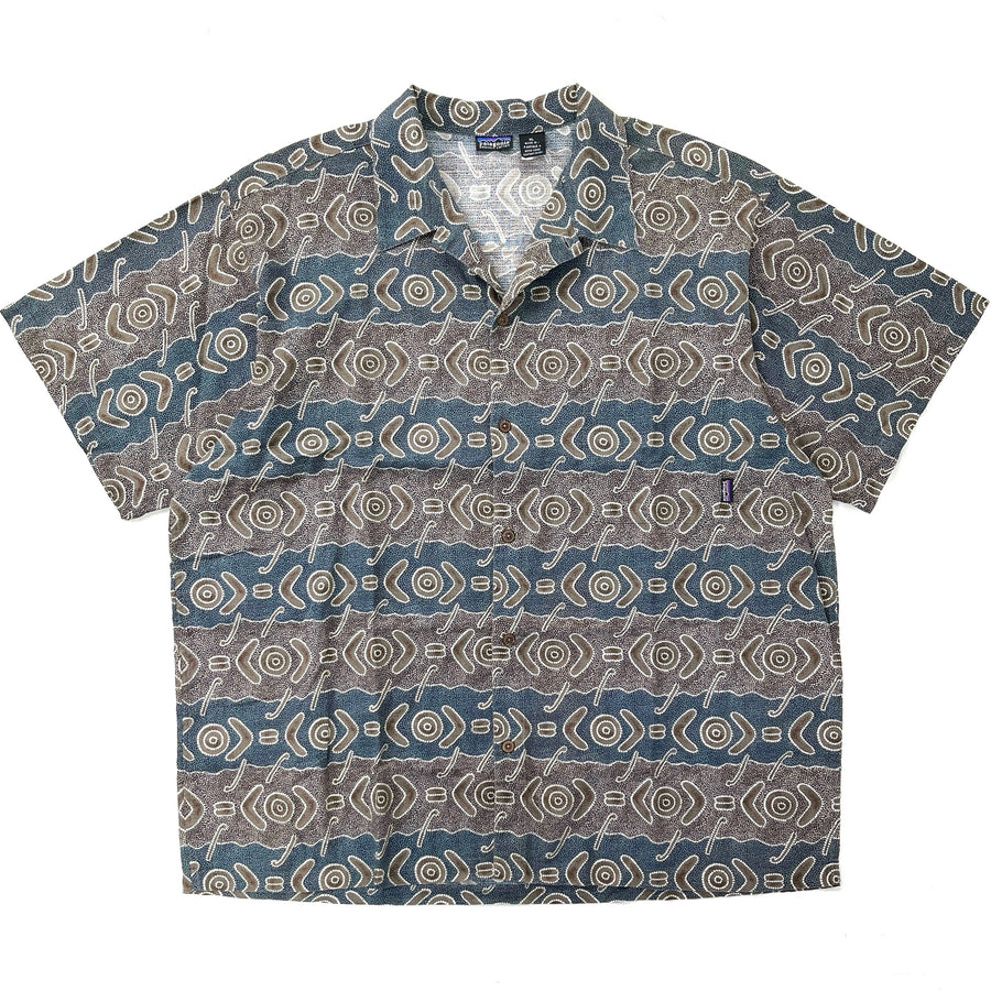 1999 Patagonia Mens A/C Cotton Print Shirt, Boomerang: Vintage Khaki (XXL)