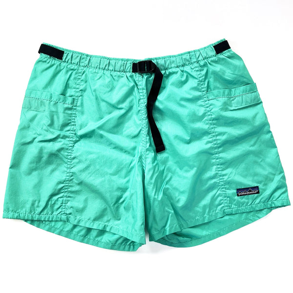 1991 Patagonia Mens Belted Ripstop Nylon River Shorts, Caribbean Green (M)