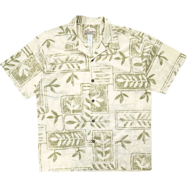 2005 Patagonia Mens Limited Edition Organic Cotton Pataloha Shirt, Leaf Print (L)