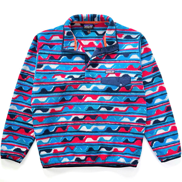 2016 Patagonia Printed Synchilla Snap-T Pullover, Delta: Navy Blue (L)