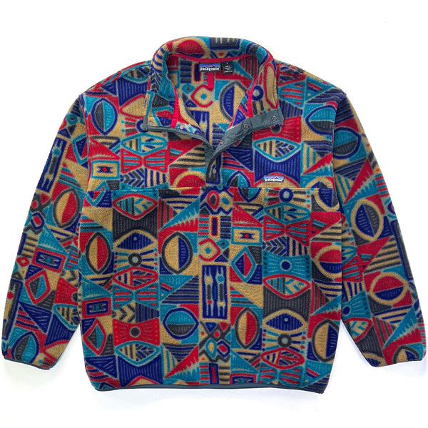 1995 Patagonia Made In The U.S.A. Printed Synchilla Snap-T, Aboriginal (L)