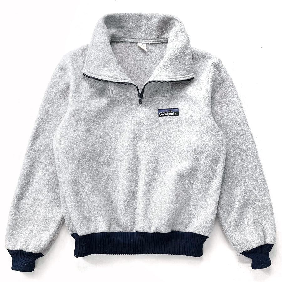 1982 Patagonia Bunting Half-Zip Fleece Sweater, Grey & Navy (M)