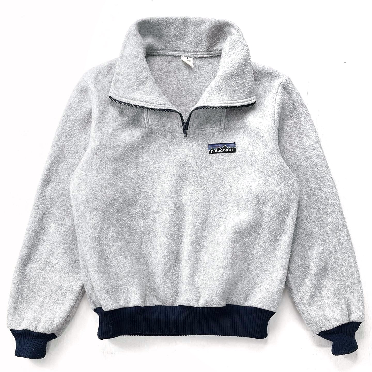 1982 Patagonia Bunting Half-Zip Fleece Sweater, Grey & Navy (M)