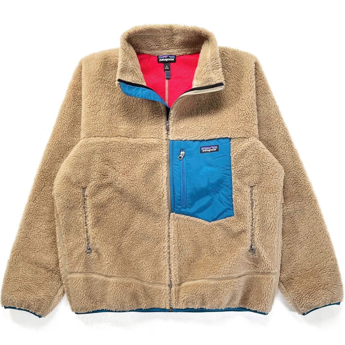 2015 Patagonia Mens Classic Retro-X Jacket, Ash Tan & Blue (L/XL)