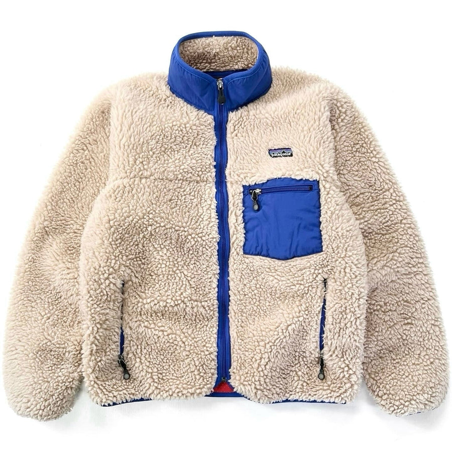 2004 Patagonia “Deep Pile” Classic Retro Cardigan, Natural & Fire (S)